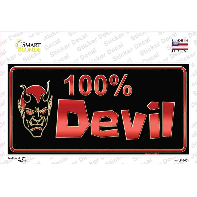 LP-365s-M 100 Percent Devil Novelty Sticker Decal - Medium