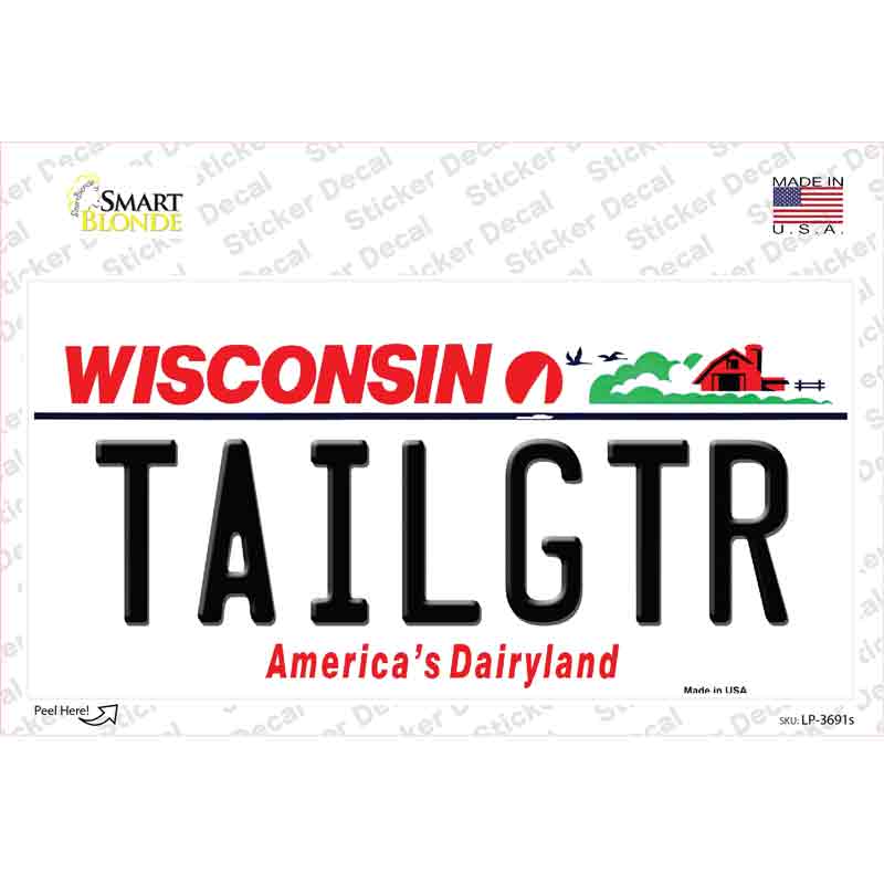 LP-3691s-M Tailgtr Wisconsin Novelty Sticker Decal - Medium