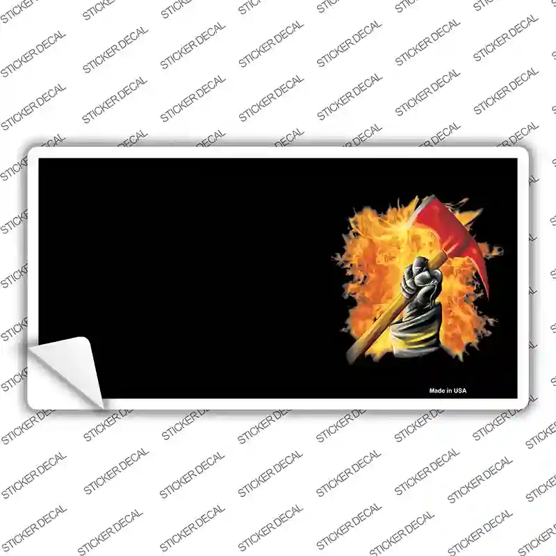 LP-3775s-L Firefighter Flaming Ax Offset Novelty Sticker Decal - Large