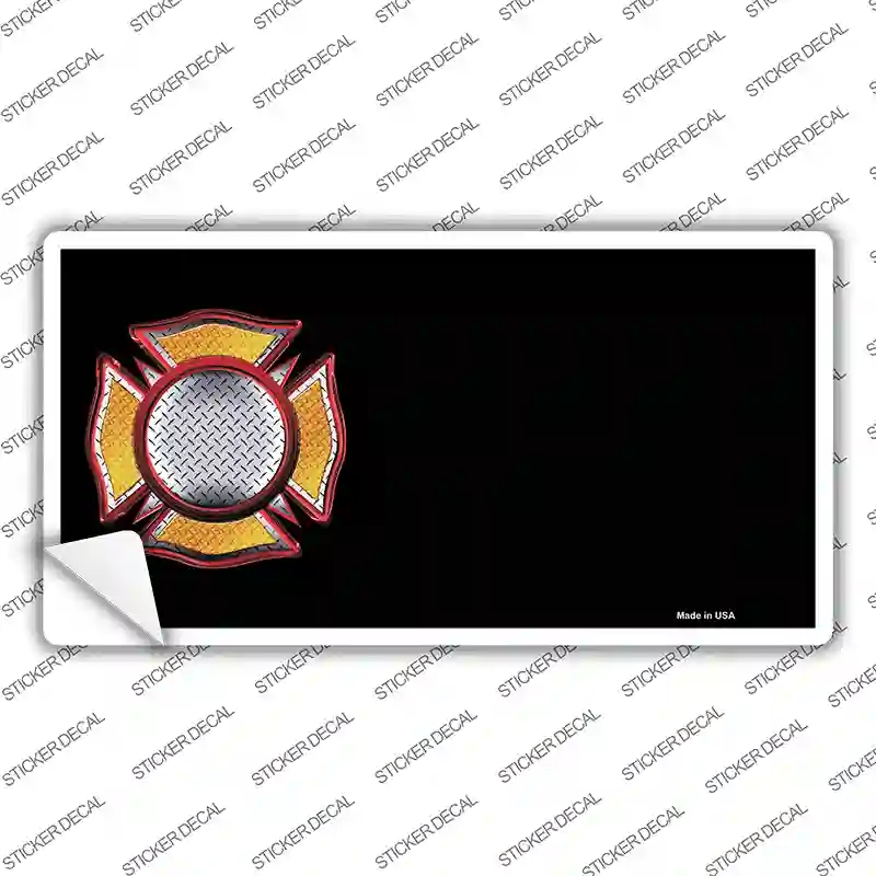 LP-3776s-S Fire Maltese Cross Offset Novelty Sticker Decal - Small