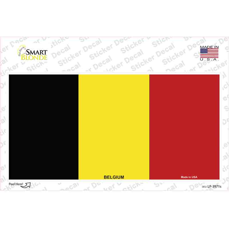 LP-3971s-M Belgium Flag Novelty Sticker Decal - Medium