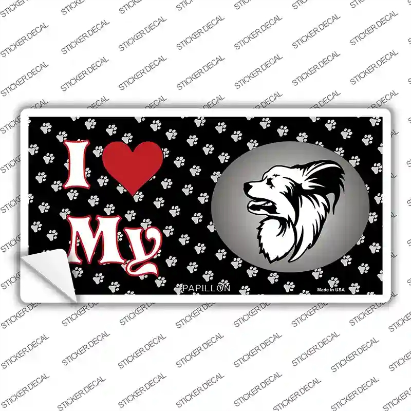 LP-3919s-L I Love My Papillon Novelty Sticker Decal - Large