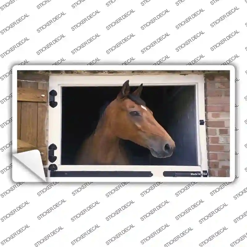LP-3175s-L Horse in Barn Novelty Sticker Decal - Large
