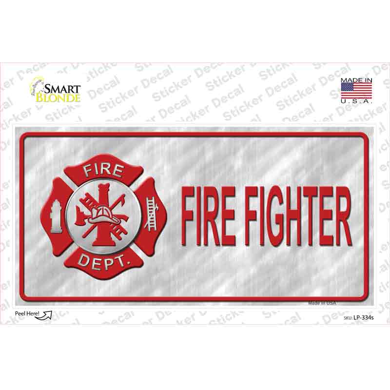 LP-334s-M Firefighter Scratched Background Novelty Sticker Decal - Medium