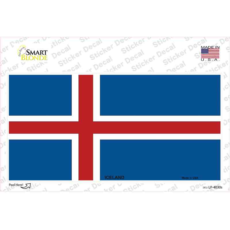 LP-4030s-M Iceland Flag Novelty Sticker Decal - Medium