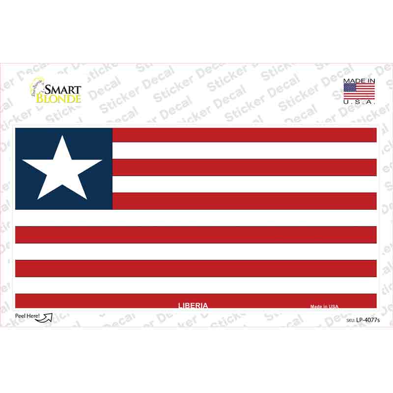 LP-4077s-M Liberia Flag Novelty Sticker Decal - Medium