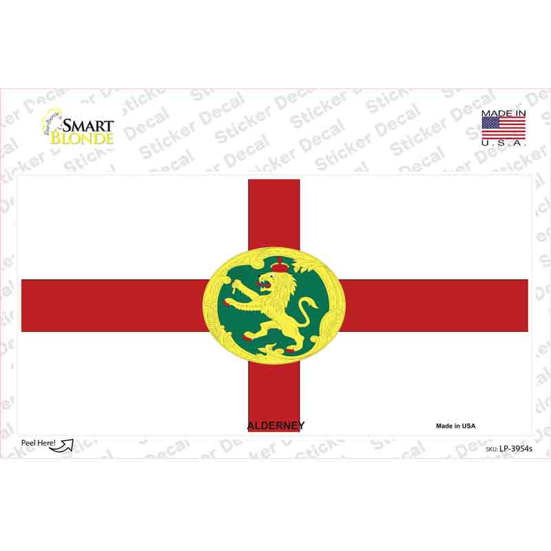 LP-3954s-M Alderney Flag Novelty Sticker Decal - Medium