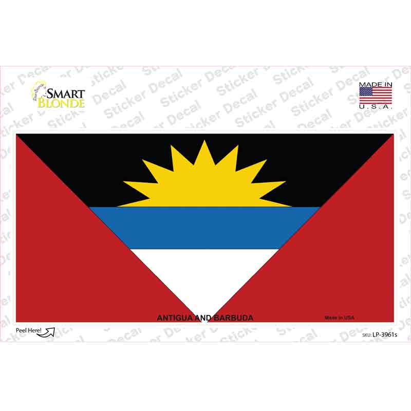 LP-3961s-M Antigua & Barbuda Flag Novelty Sticker Decal - Medium