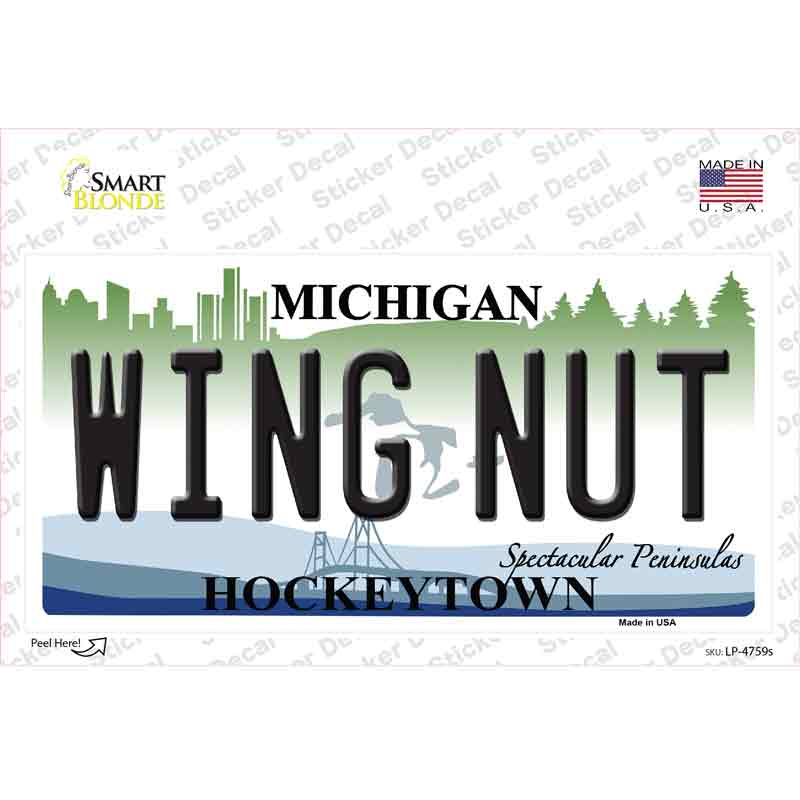 LP-4759s-M Wing Nut Michigan State Novelty Sticker Decal - Medium