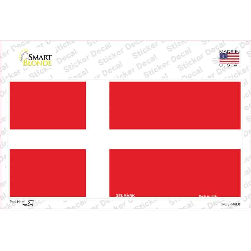 LP-483s-M Denmark Flag Novelty Sticker Decal - Medium