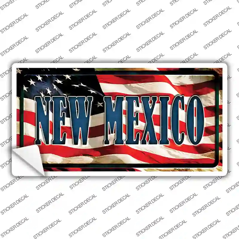 LP-3642s-S   Mexico on American Flag Novelty Sticker Decal - Small
