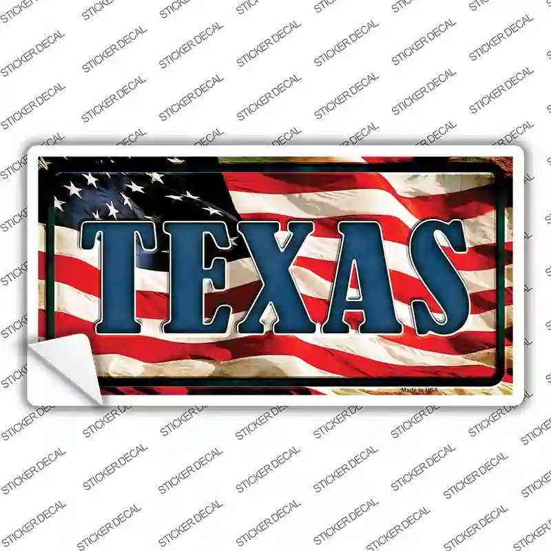 LP-3654s-XL Texas on American Flag Novelty Sticker Decal - Extra Large