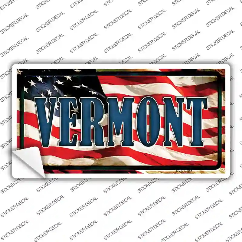 LP-3656s-S Vermont on American Flag Novelty Sticker Decal - Small