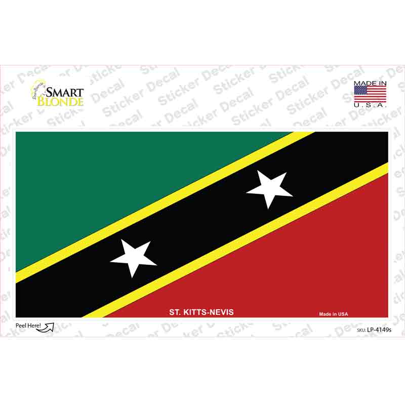 LP-4149s-M St Kitts-Nevis Flag Novelty Sticker Decal - Medium