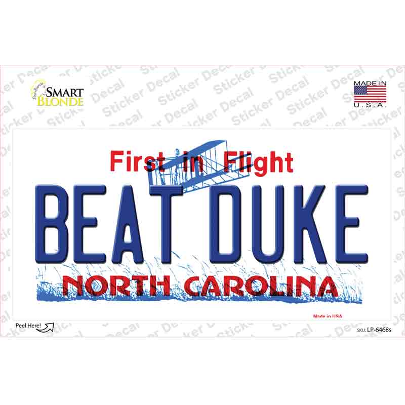 LP-6468s-M Beat Duke North Carolina Novelty Sticker Decal - Medium
