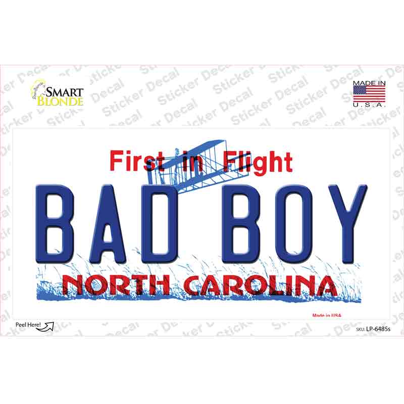 LP-6485s-M Bad Boy North Carolina Novelty Sticker Decal - Medium