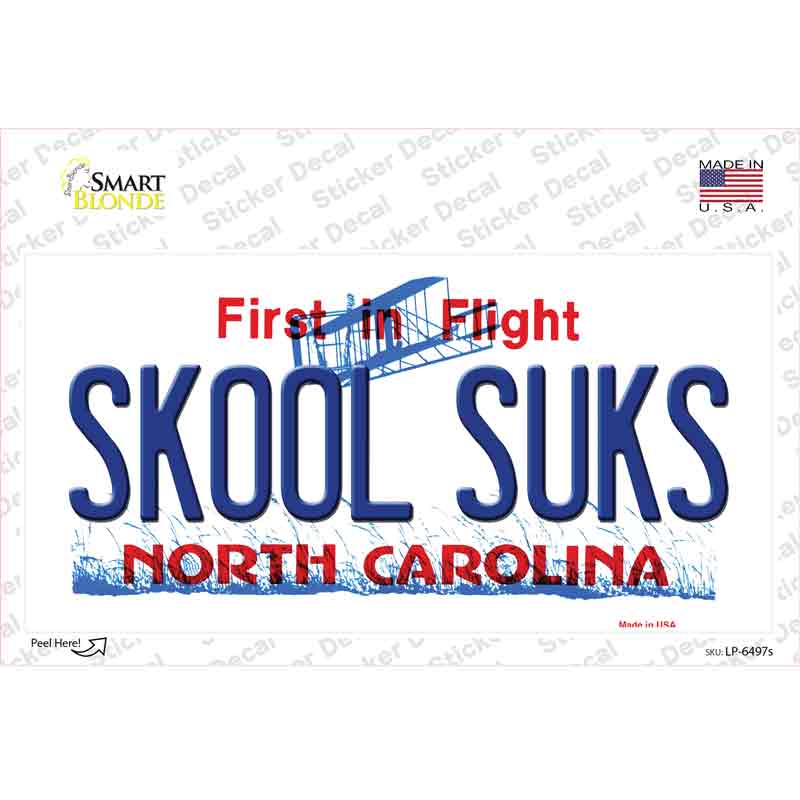 LP-6497s-M Skool Suks North Carolina Novelty Sticker Decal - Medium