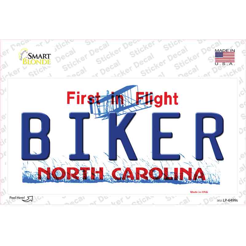 LP-6499s-M Biker North Carolina Novelty Sticker Decal - Medium