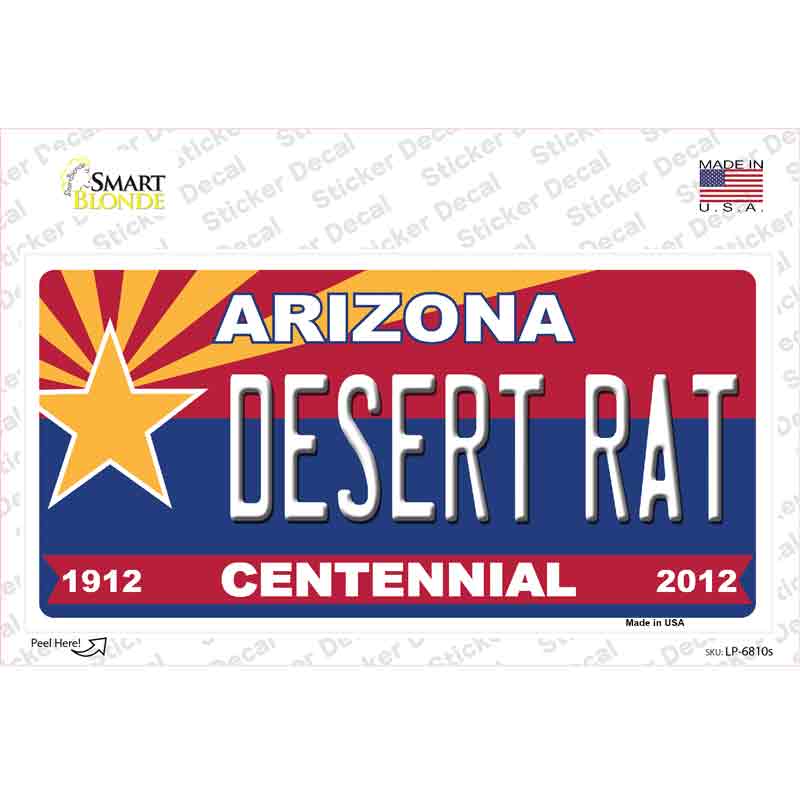 LP-6810s-M Arizona Centennial Desert Rat Novelty Sticker Decal - Medium