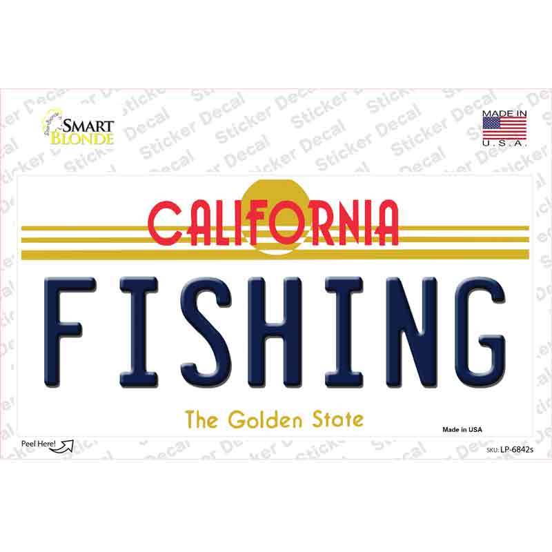 LP-6842s-M Fishing California Novelty Sticker Decal - Medium