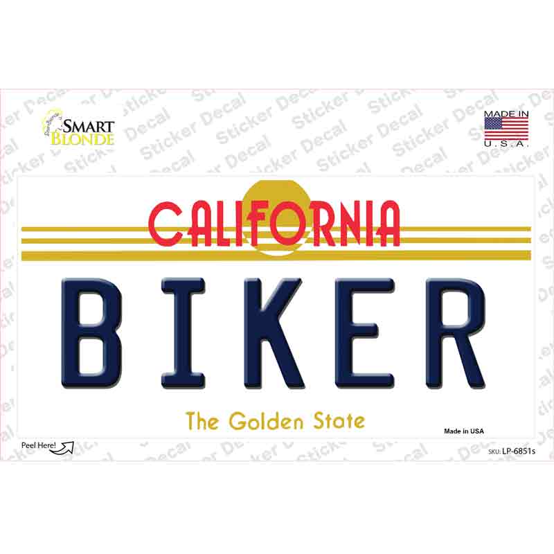 LP-6851s-M Biker California Novelty Sticker Decal - Medium