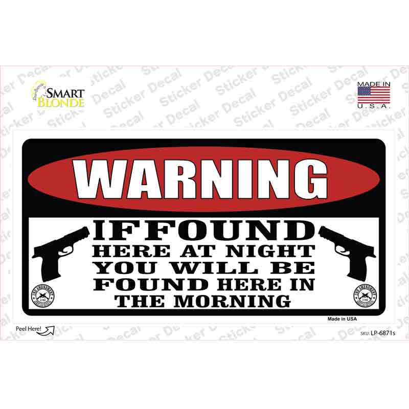 LP-6871s-M Warning If Found Novelty Sticker Decal - Medium