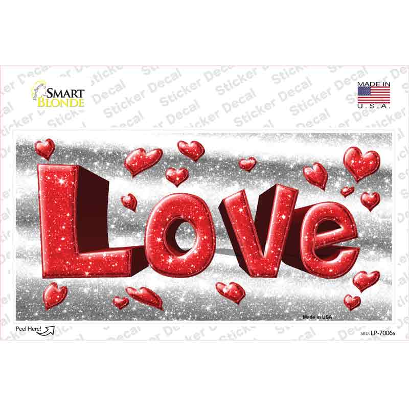 LP-7006s-M Love with Hearts Novelty Sticker Decal - Medium