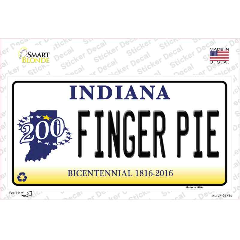 LP-6373s-M Finger Pie Indiana Novelty Sticker Decal - Medium
