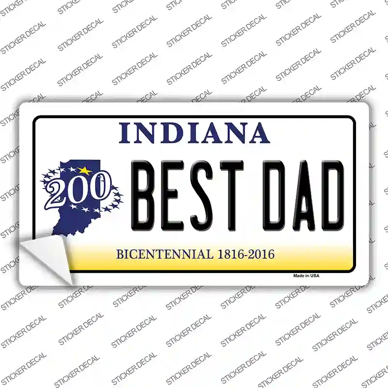 LP-6384s-S Best Dad Indiana Background Novelty Sticker Decal - Small