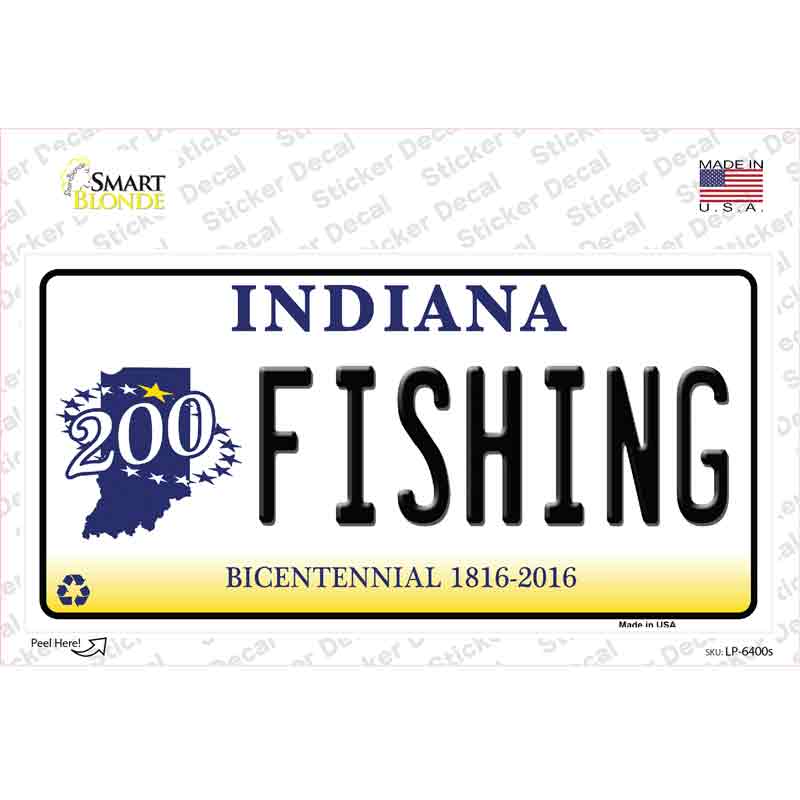 LP-6400s-M Fishing Indiana Novelty Sticker Decal - Medium