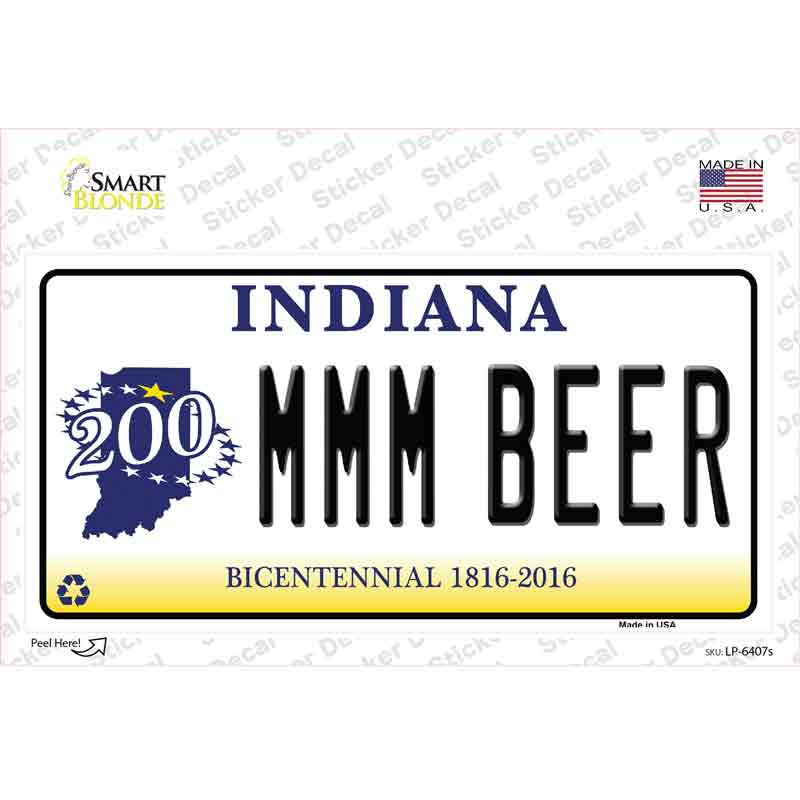 LP-6407s-M MMM Beer Indiana Novelty Sticker Decal - Medium