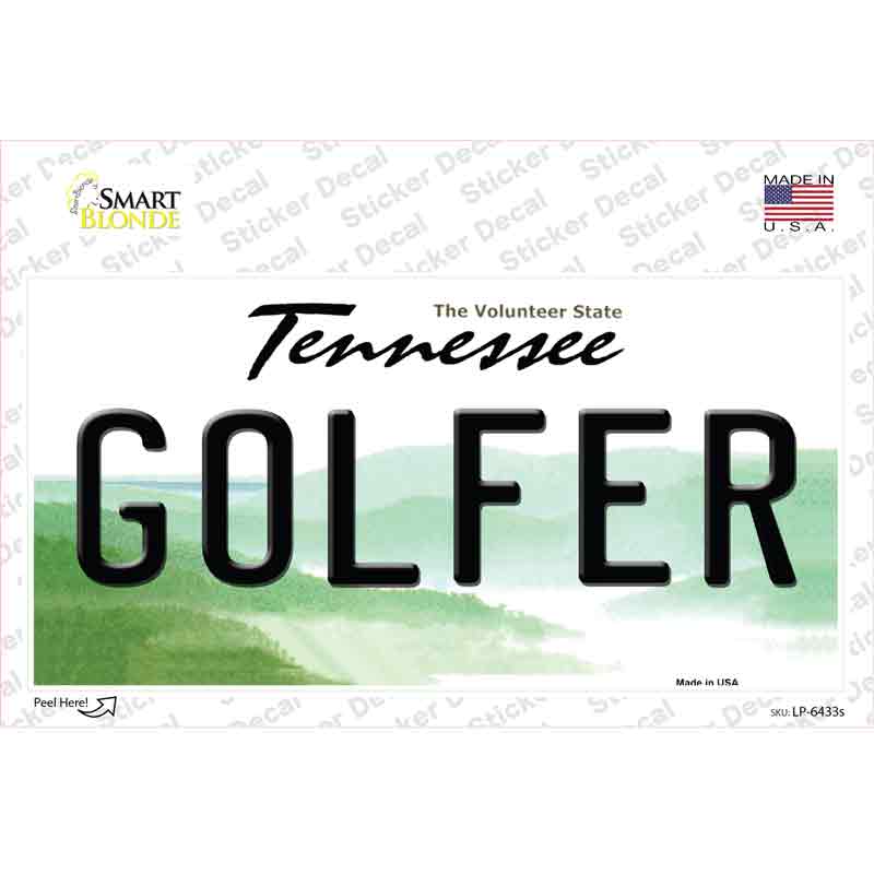 LP-6433s-M Golfer Tennessee Novelty Sticker Decal - Medium