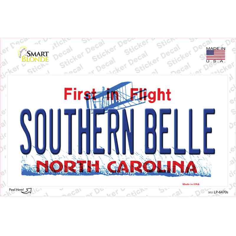 LP-6470s-M Southern Belle North Carolina Novelty Sticker Decal - Medium