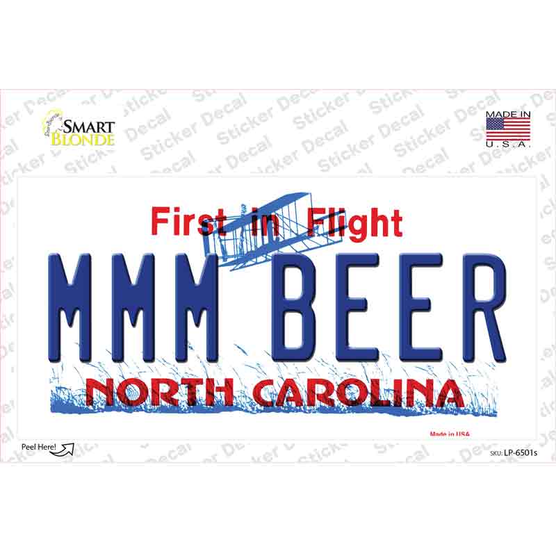 LP-6501s-M MMM Beer North Carolina Novelty Sticker Decal - Medium