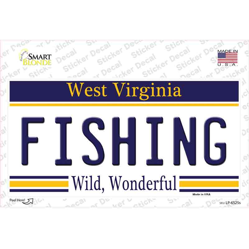 LP-6525s-M Fishing West Virginia Novelty Sticker Decal - Medium