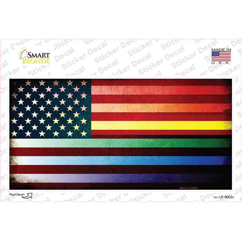 LP-9002s-M American Flag Rainbow Novelty Sticker Decal - Medium