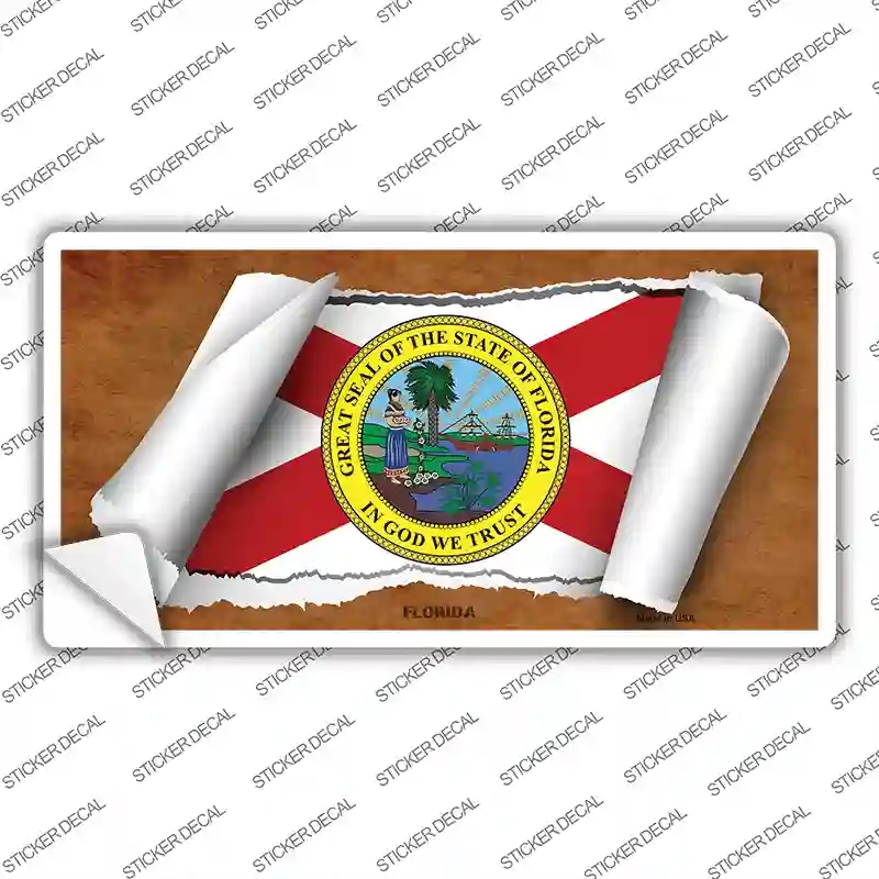 LP-9015s-S Florida Flag Scroll Novelty Sticker Decal - Small