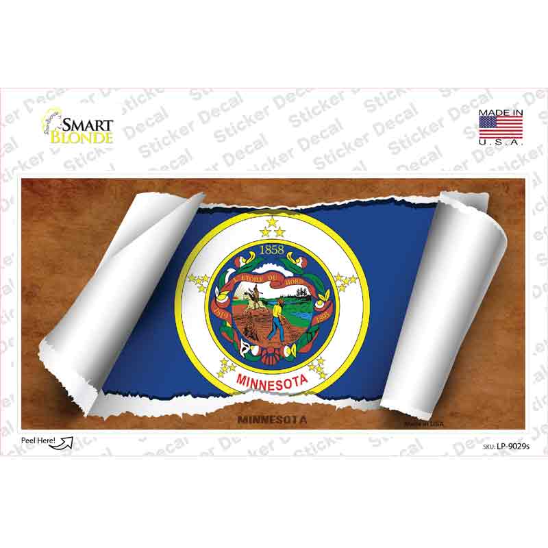 LP-9029s-M Minnesota Flag Scroll Novelty Sticker Decal - Medium