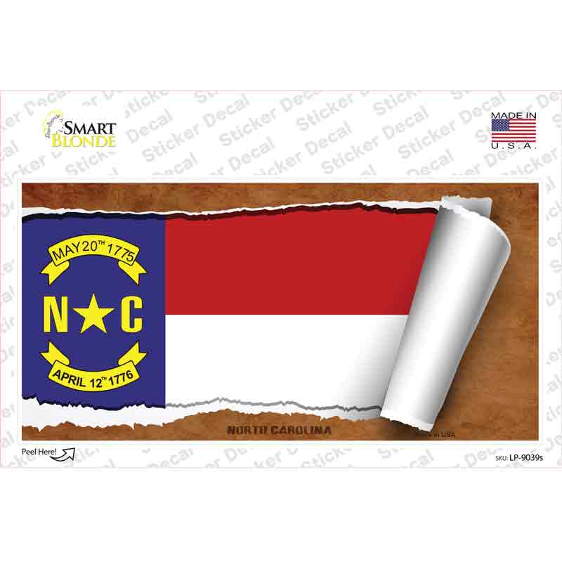 LP-9039s-M North Carolina Flag Scroll Novelty Sticker Decal - Medium
