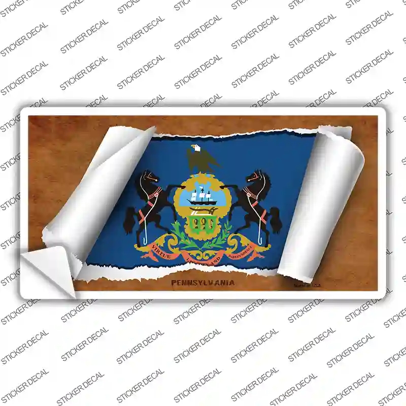 LP-9044s-XL Pennsylvania Flag Scroll Novelty Sticker Decal - Extra Large