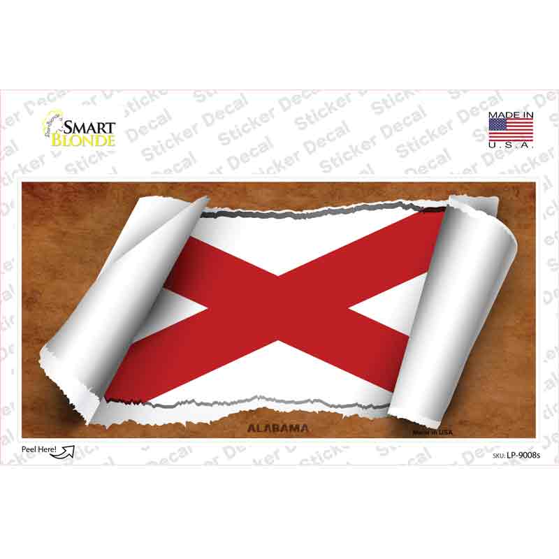 LP-9008s-M Alabama Flag Scroll Novelty Sticker Decal - Medium