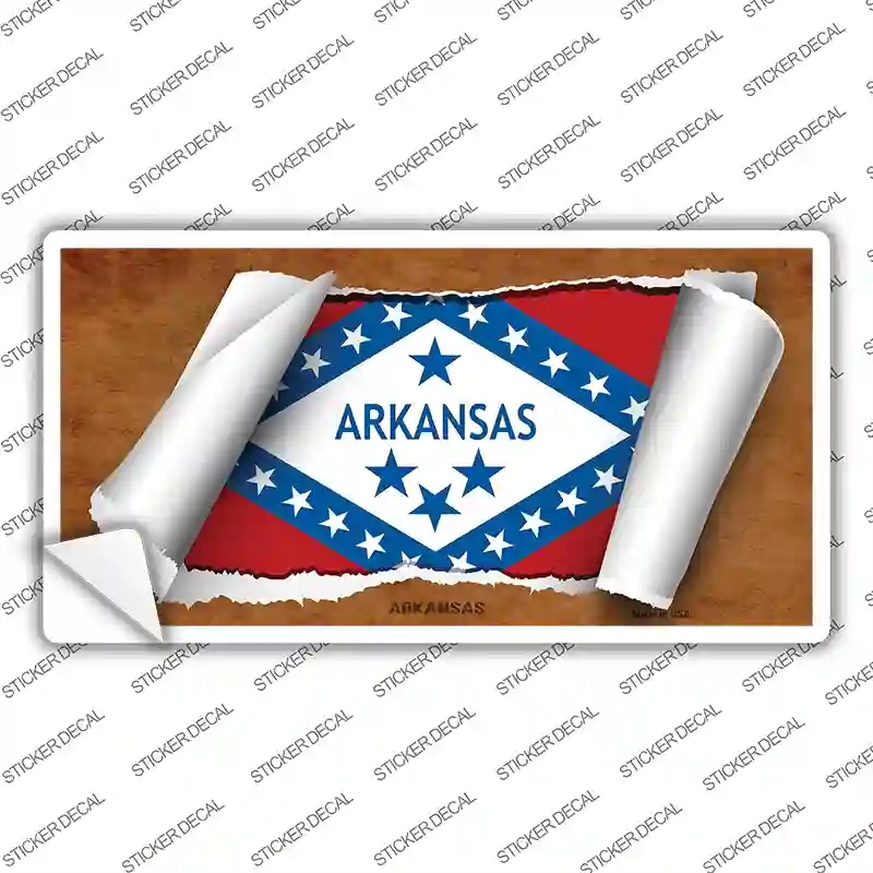 LP-9010s-S Arkansas Flag Scroll Novelty Sticker Decal - Small