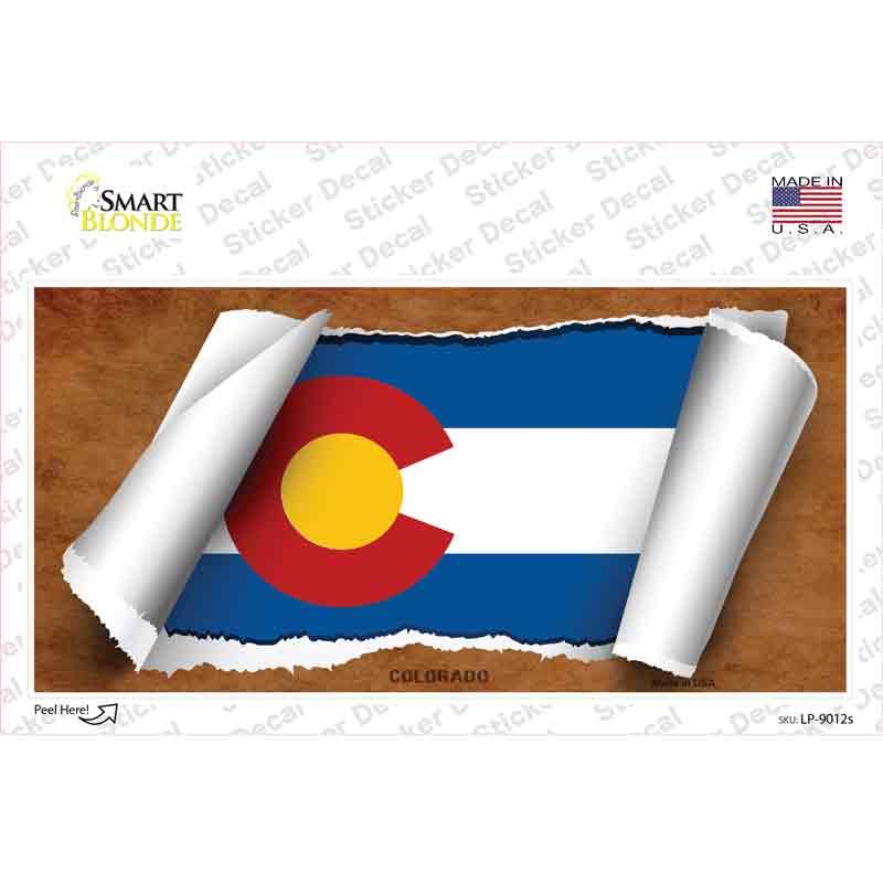 LP-9012s-M Colorado Flag Scroll Novelty Sticker Decal - Medium