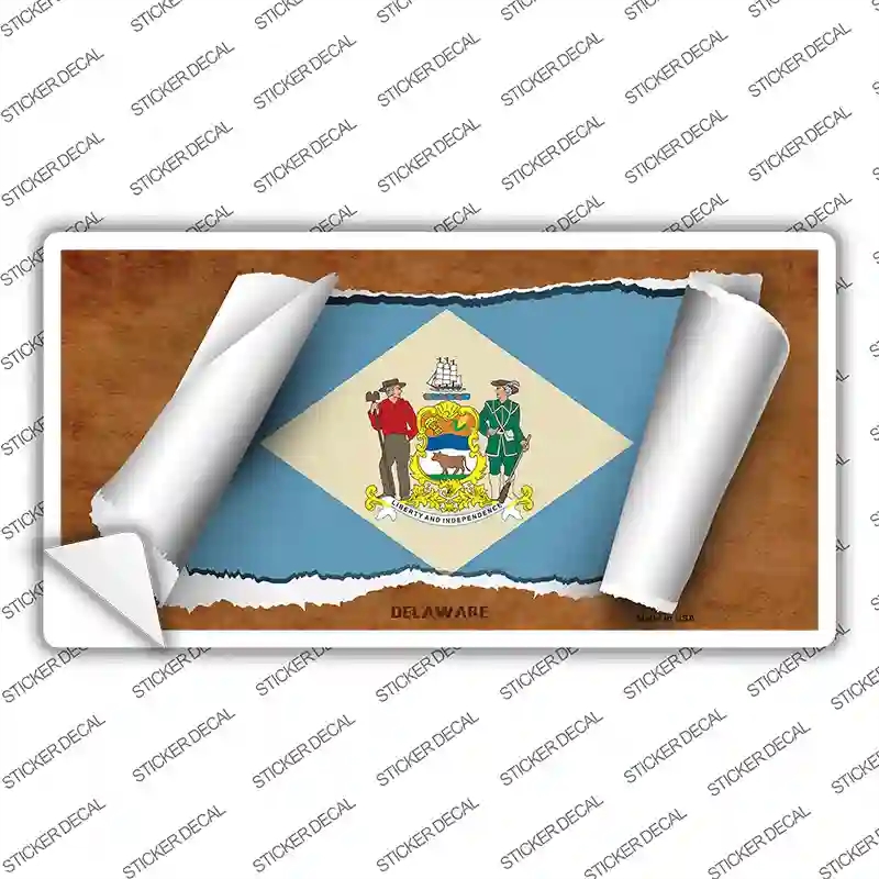 LP-9014s-XL Delaware Flag Scroll Novelty Sticker Decal - Extra Large