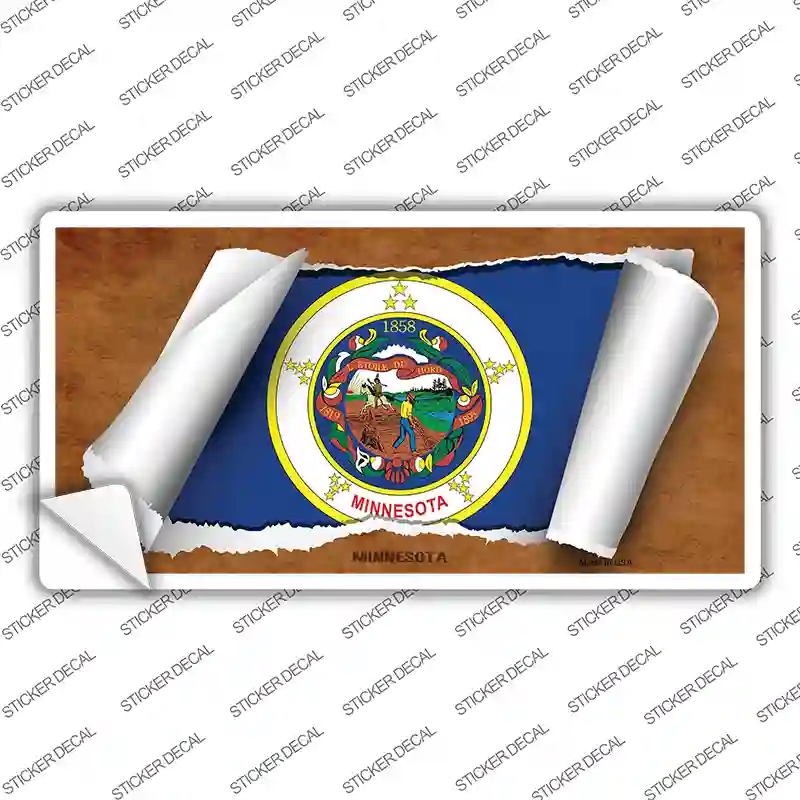 LP-9029s-S Minnesota Flag Scroll Novelty Sticker Decal - Small