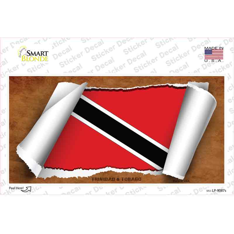 LP-9087s-M Trinidad & Tobago Flag Scroll Novelty Sticker Decal - Medium