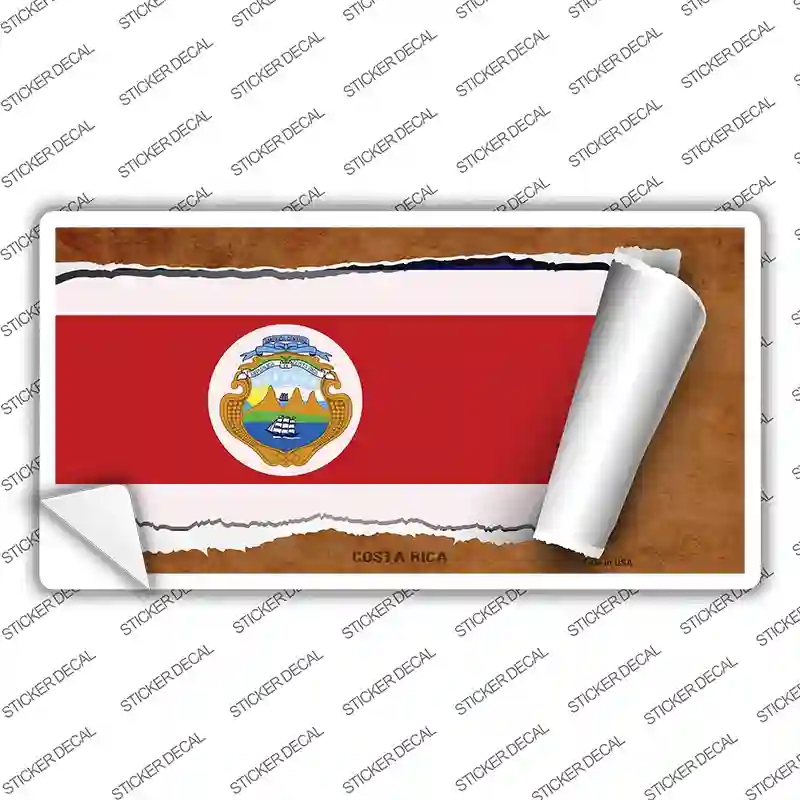 LP-9097s-S Costa Rica Flag Scroll Novelty Sticker Decal - Small