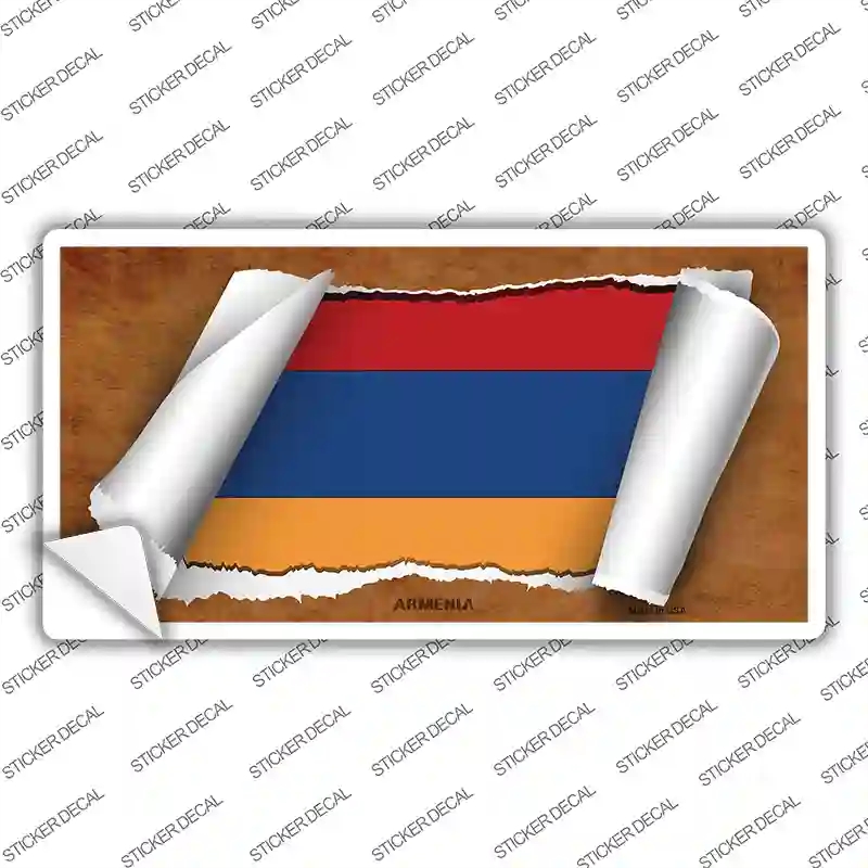 LP-9126s-S Armenia Flag Scroll Novelty Sticker Decal - Small
