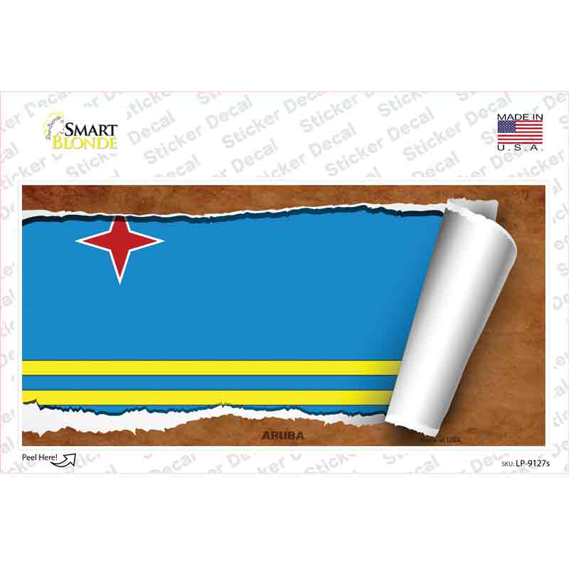 LP-9127s-M Aruba Flag Scroll Novelty Sticker Decal - Medium