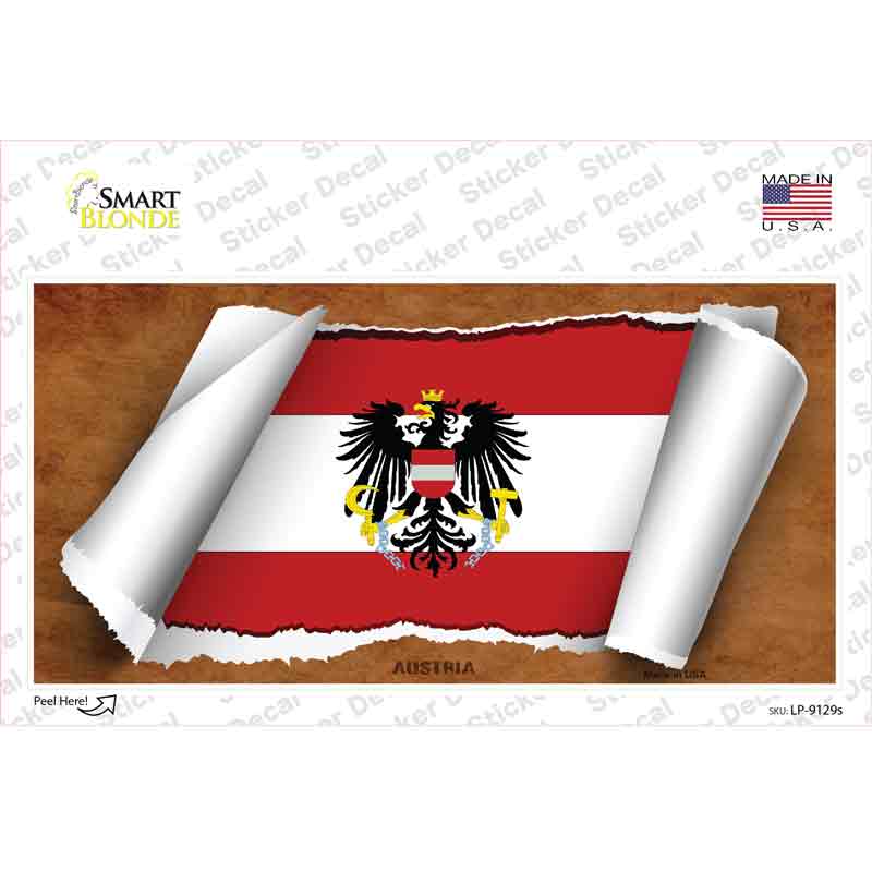 LP-9129s-M Austria Flag Scroll Novelty Sticker Decal - Medium